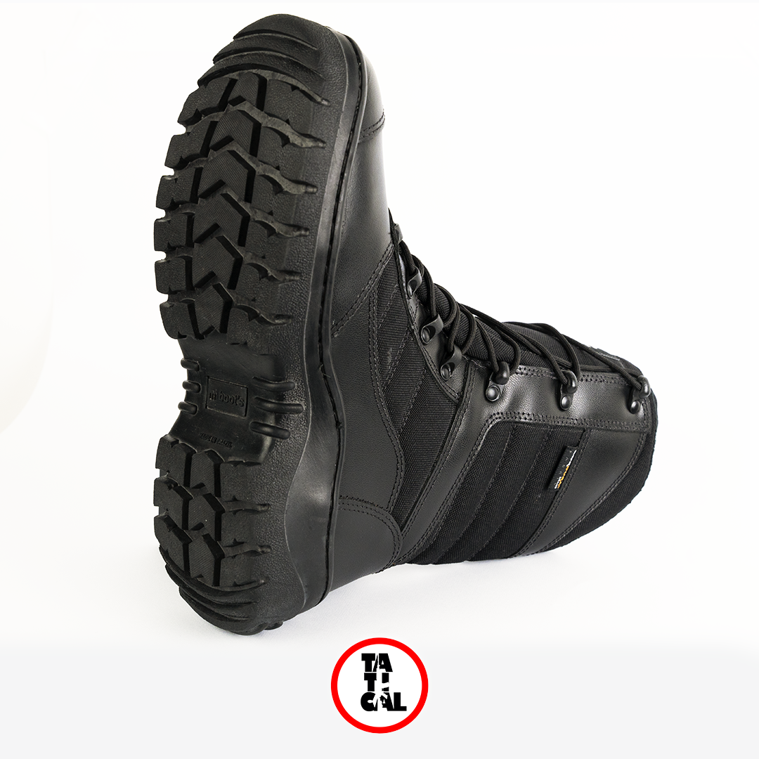 Coturno Tático Elite Preto com Couro Liso Tatical